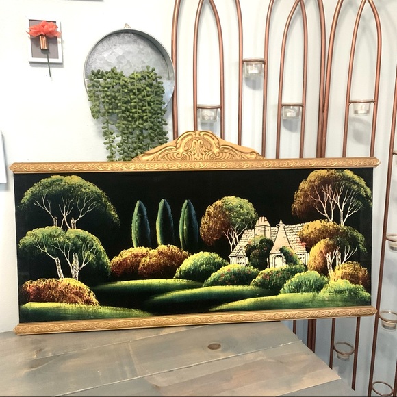 Vintage Other - Vintage Black Velvet Oil Painting Landscape